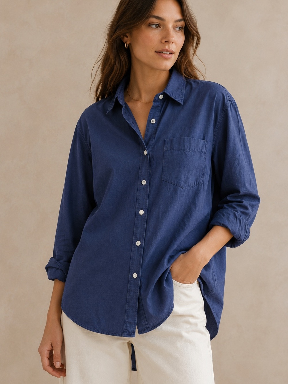 Anthropologie Indigo Blue Button-Down Shirt - Women #1064CL